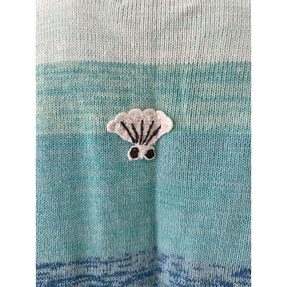 VTG Storybook Knits Button-Up Sea Sounds Sweater Cardigan Beach Scene Womens M - Picture 9 of 10